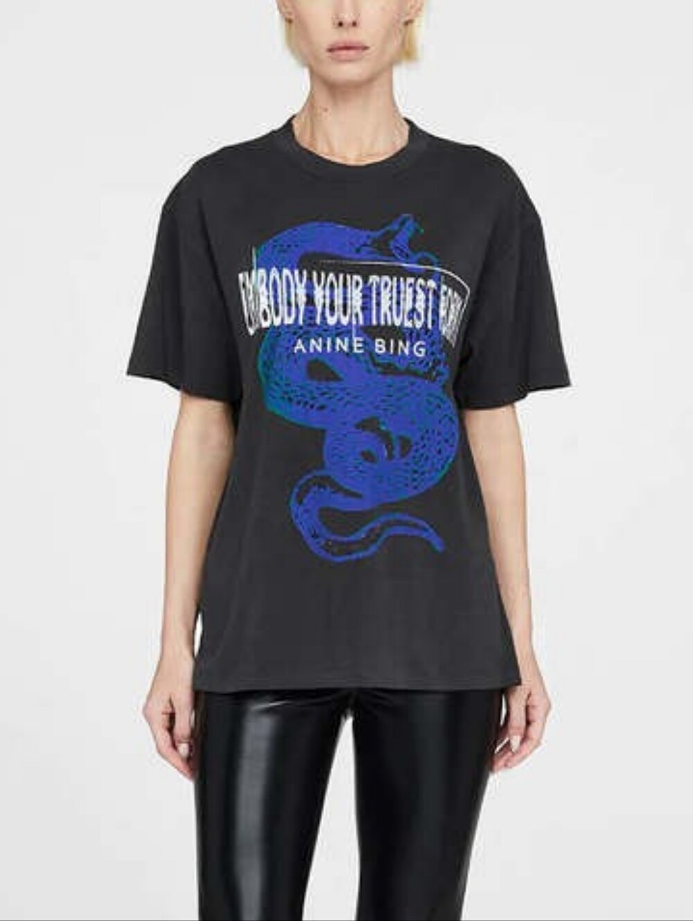 Anine Bing Walker Viper Black T-shirt, Size Large